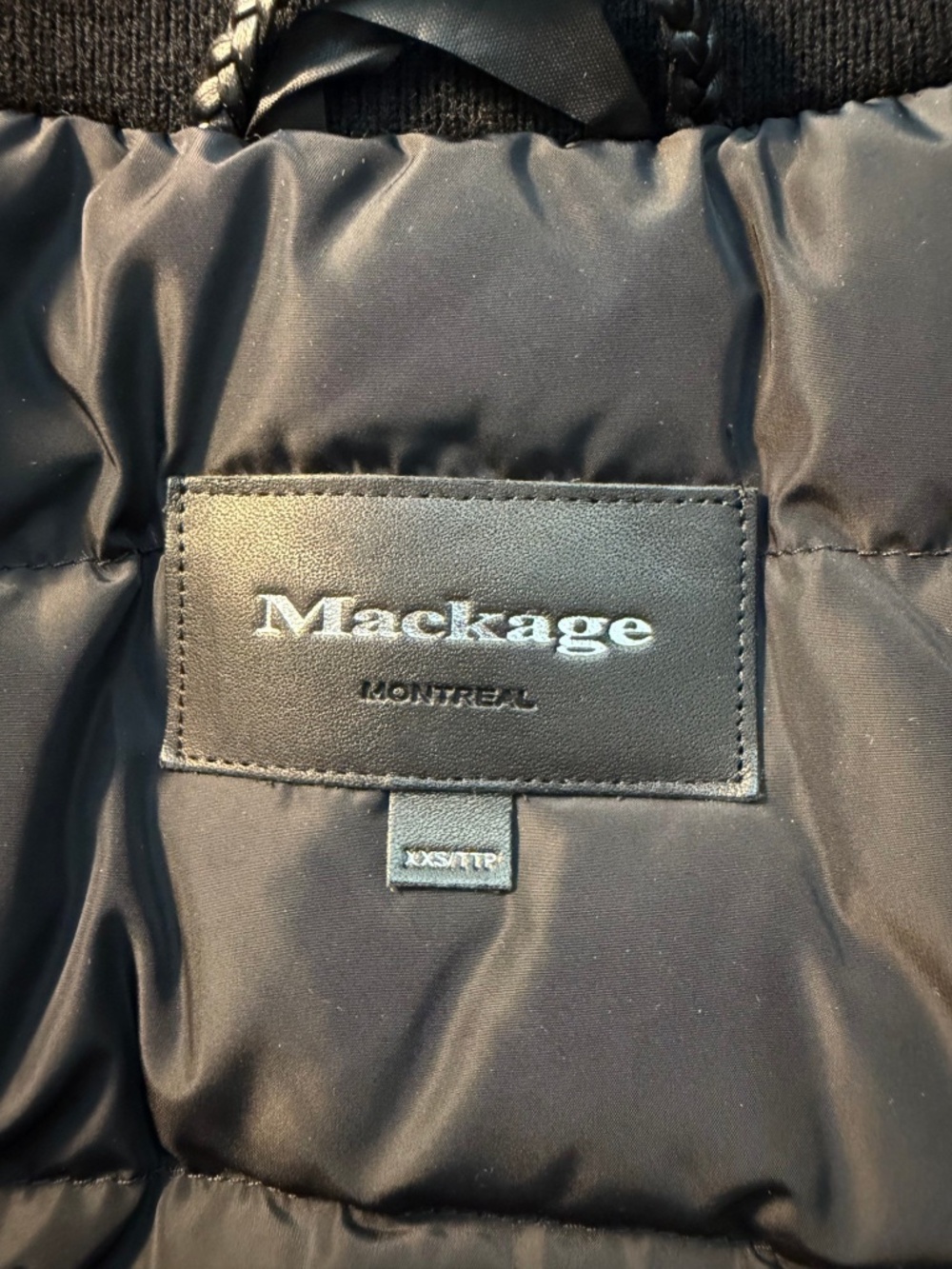 Mackage Down Parka Coat Real Asiatic Raccoon Fur Leather Trim Black XXS - Picture 11 of 16